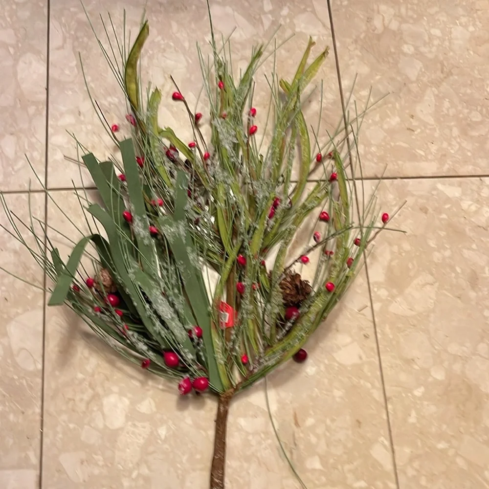 - 4 new Frosted pine berry stems 30”